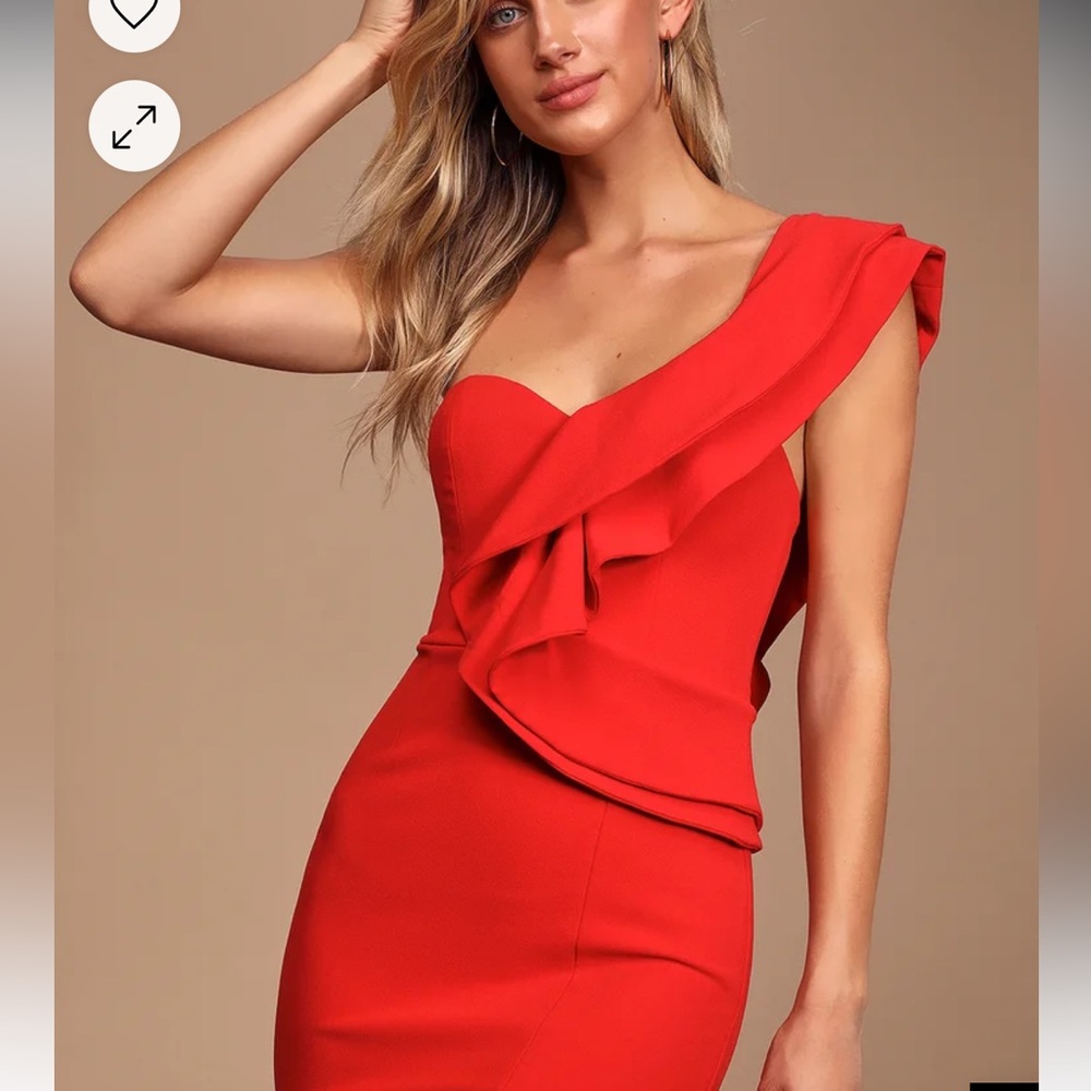Lulus Ruffle One Shoulder Formal Dress - Picture 3 of 4